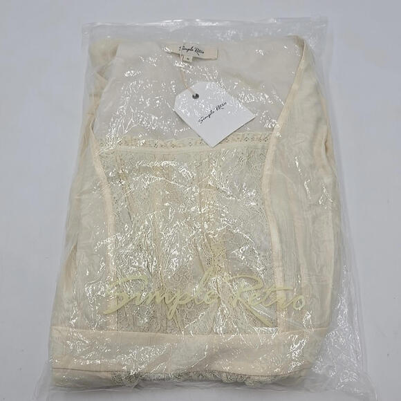 Simple Retro Lace Patchwork Cottage Core Yellow M Coquette Lace Dress‎ - Picture 13 of 15